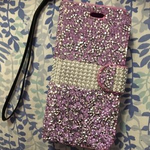 iphone sparkley wristlet wallet case
